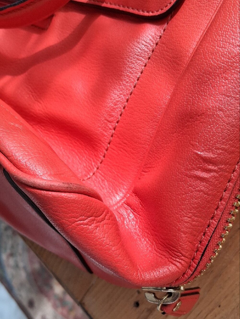 Diane Von Furstenberg Coral-Red Leather Shoulder Bag - Picture 8 of 15